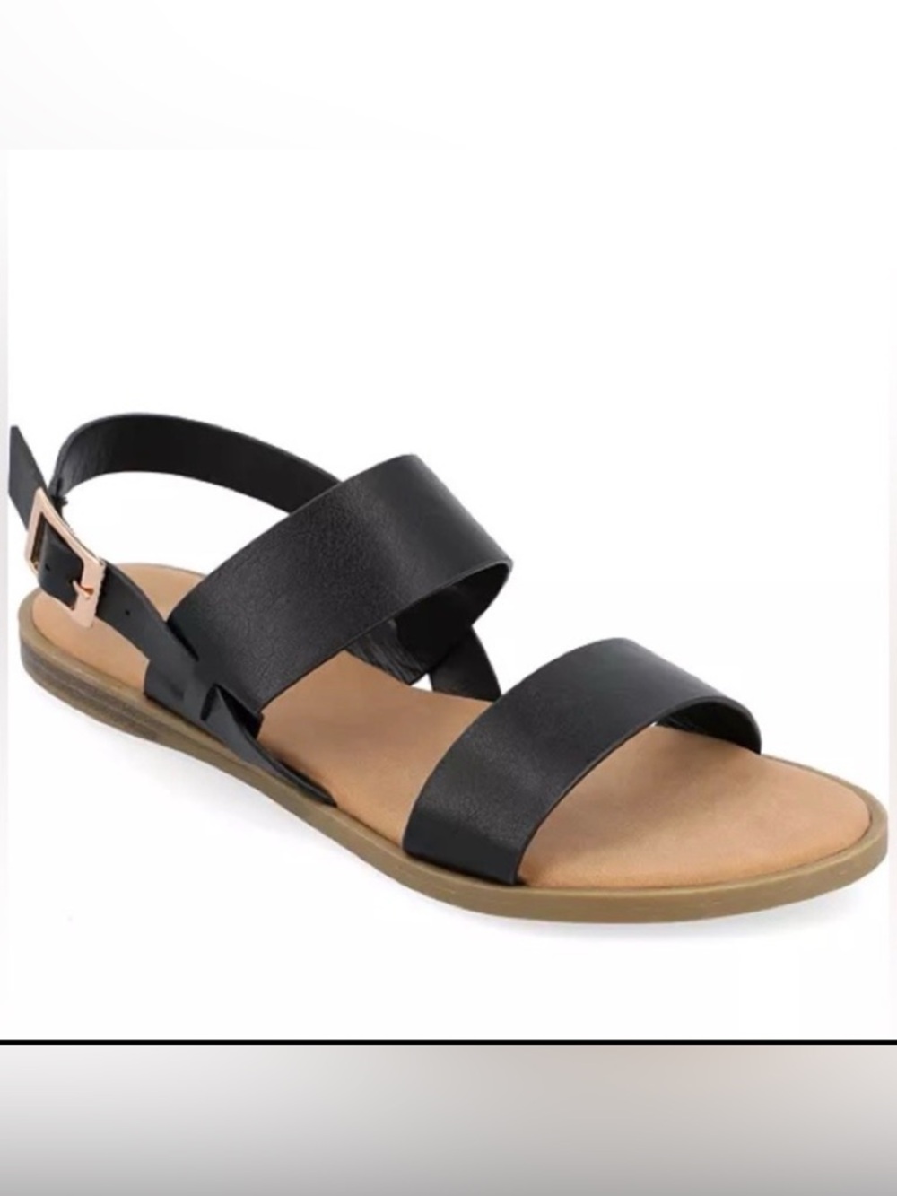 Journee Lavine WD Black Flat Sandals Size 8.5 Wide Width New in Box